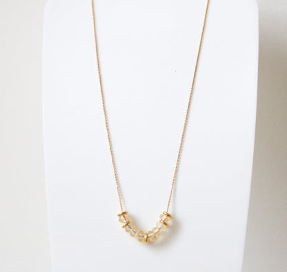 Faceted Citrine Rondelle Necklace: 14k Gold Filled Chain, Adjustable Clasp