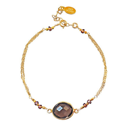 Handmade Smoky Quartz Bracelet: Gold Vermeil & Tundra Sapphire