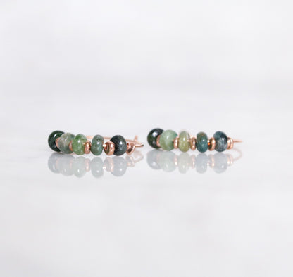 Handmade Blue Tourmaline Rose Gold Hoop Earrings