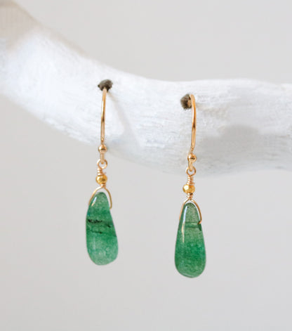 Aventurine Drop Earrings: Karen Hill Gold, Handmade in Paris
