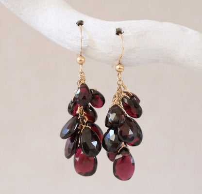 Handmade Gold Garnet Teardrop Earrings: January Birthstone Jewelry