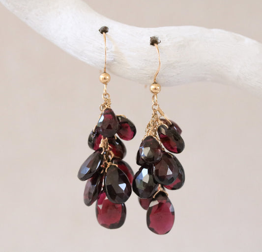 Handmade Gold Garnet Teardrop Earrings: January Birthstone Jewelry