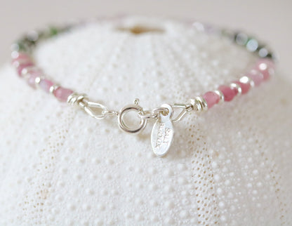 Watermelon Tourmaline Bracelet: Karen Hill Tribe Silver, October Birthstone