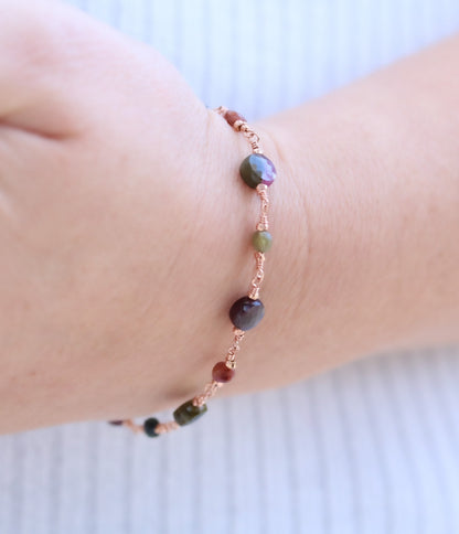 Rose Gold Watermelon Tourmaline Bracelet: Faceted Gemstone Jewelry