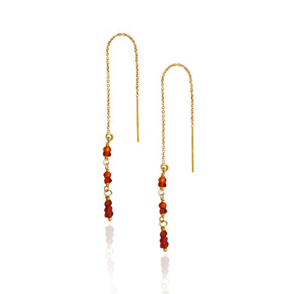 Handmade 14k Gold Filled Sapphire Threader Earrings: Minimalist Chic Design