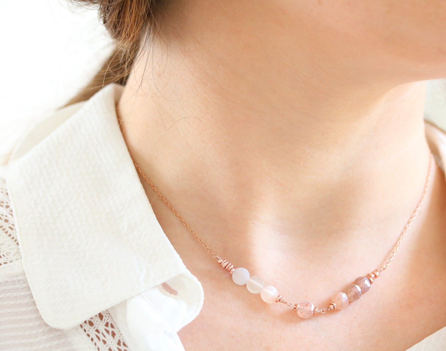 Rose Gold Ombré Moonstone Necklace: Karen Hill Tribe Gemstone