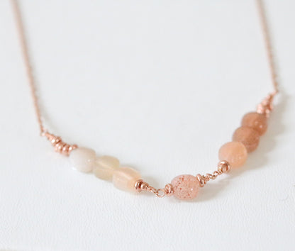 Rose Gold Ombré Moonstone Necklace: Karen Hill Tribe Gemstone
