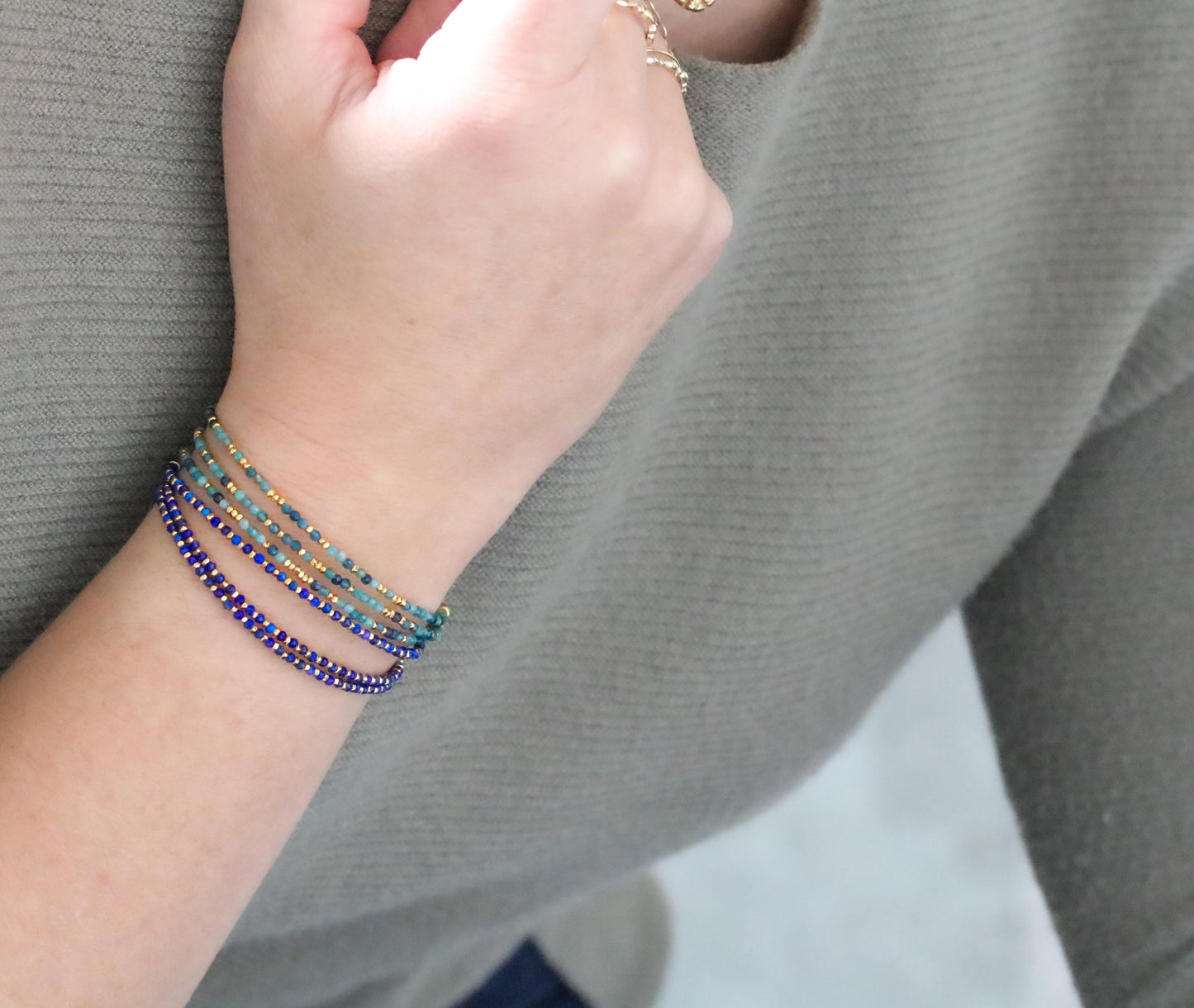 Blue Tourmaline Wrap Bracelet: Karen Hill Tribe Gold Vermeil, Handmade