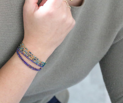 Blue Tourmaline Wrap Bracelet: Karen Hill Tribe Gold Vermeil, Handmade