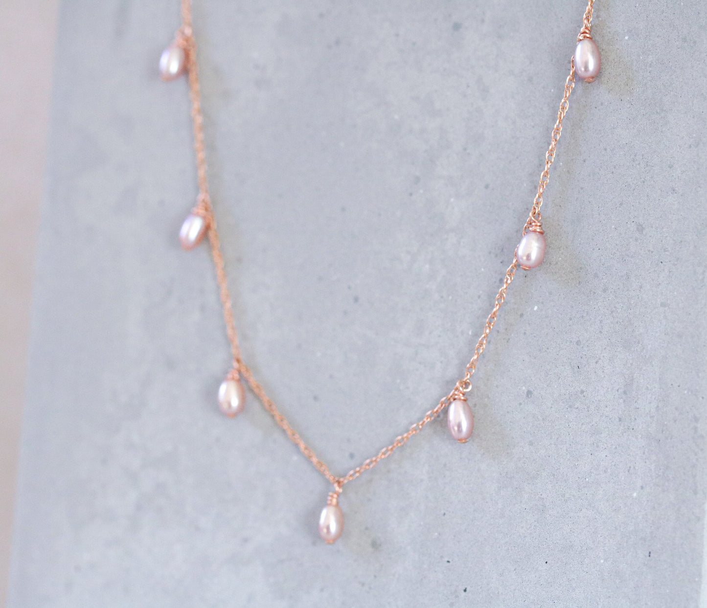 Handmade Rose Gold Freshwater Pearl Choker: Pastel Pink Baroque Necklace