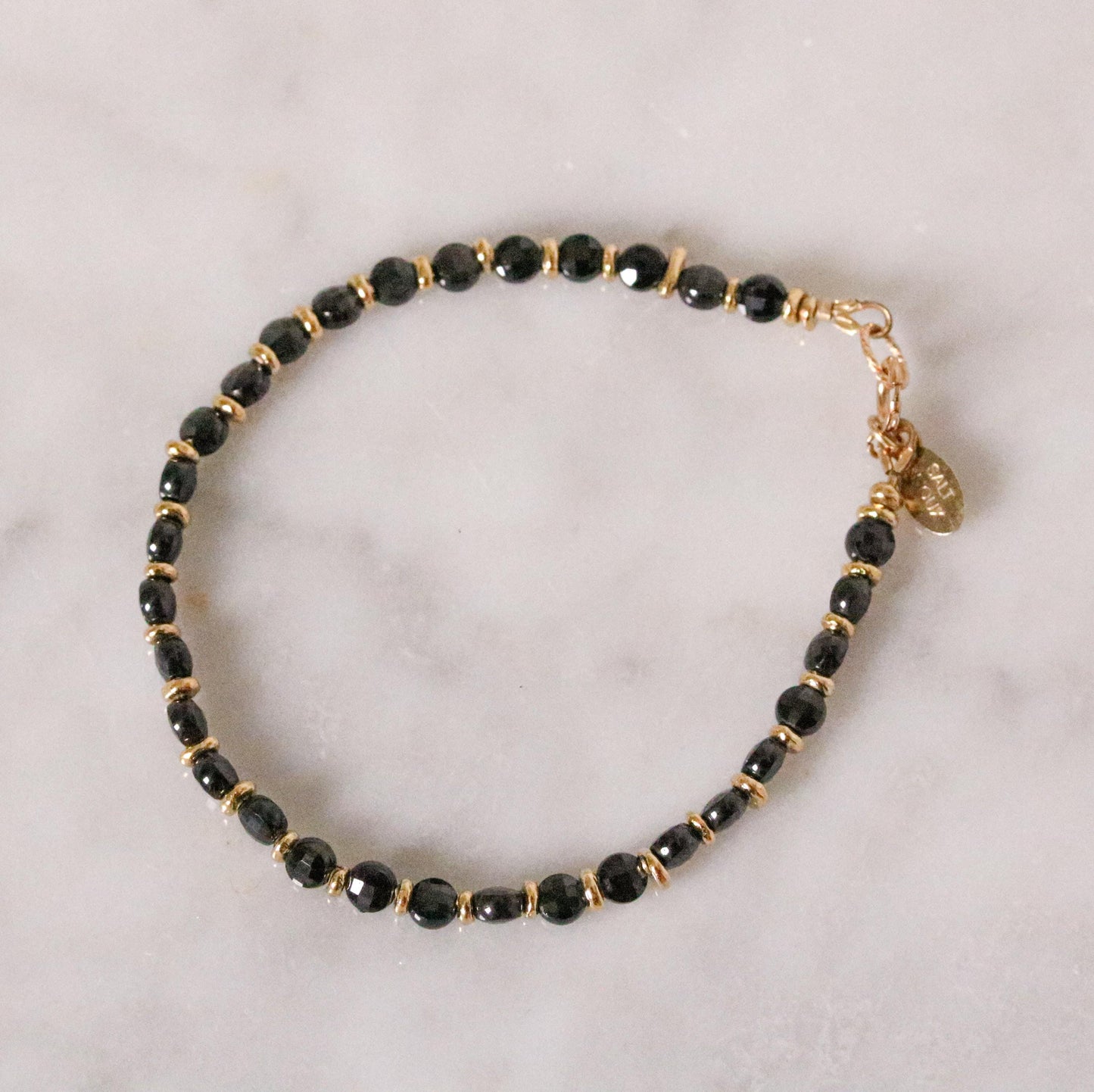 Black Spinel Bracelet: Karen Hill Tribe Gold Vermeil, Gold Fill