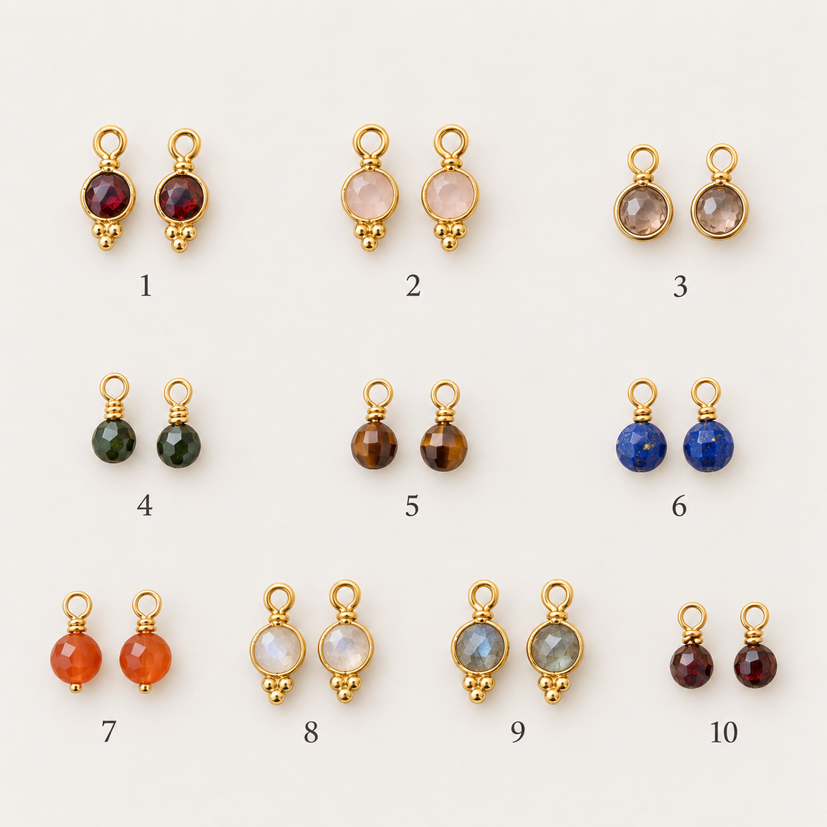 Interchangeable Gold Filled Petite 13mm Hoop Earrings & Natural Gemstone Charms | Autumn Edit