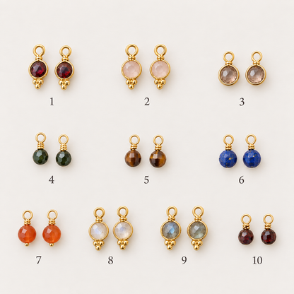 Interchangeable Gold Filled Petite 13mm Hoop Earrings & Natural Gemstone Charms | Autumn Edit