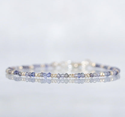 Karen Hill Tribe Silver Iolite Bracelet: Handmade Sterling Silver