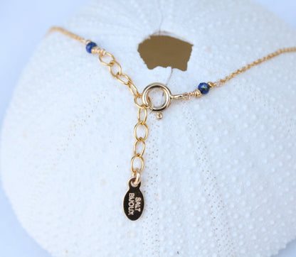 Gold Charm Necklace: Moonstone, Lapis Lazuli & Aqua Chalcedony