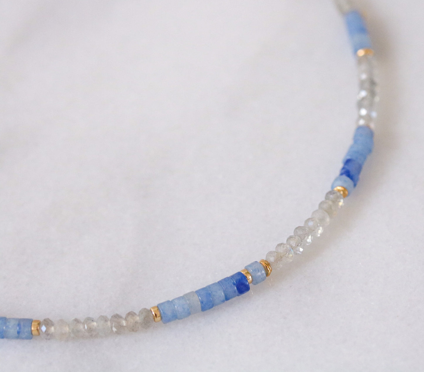 Labradorite and Aventurine Heishi Necklace: Gold Vermeil Surfer Choker