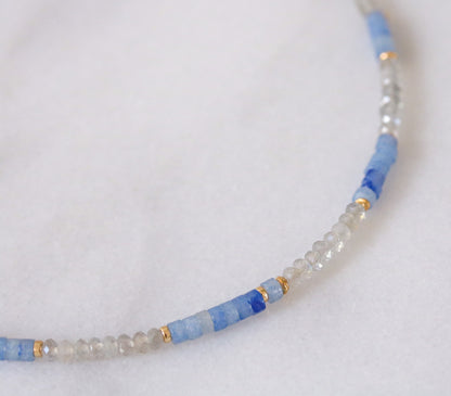 Labradorite and Aventurine Heishi Necklace: Gold Vermeil Surfer Choker