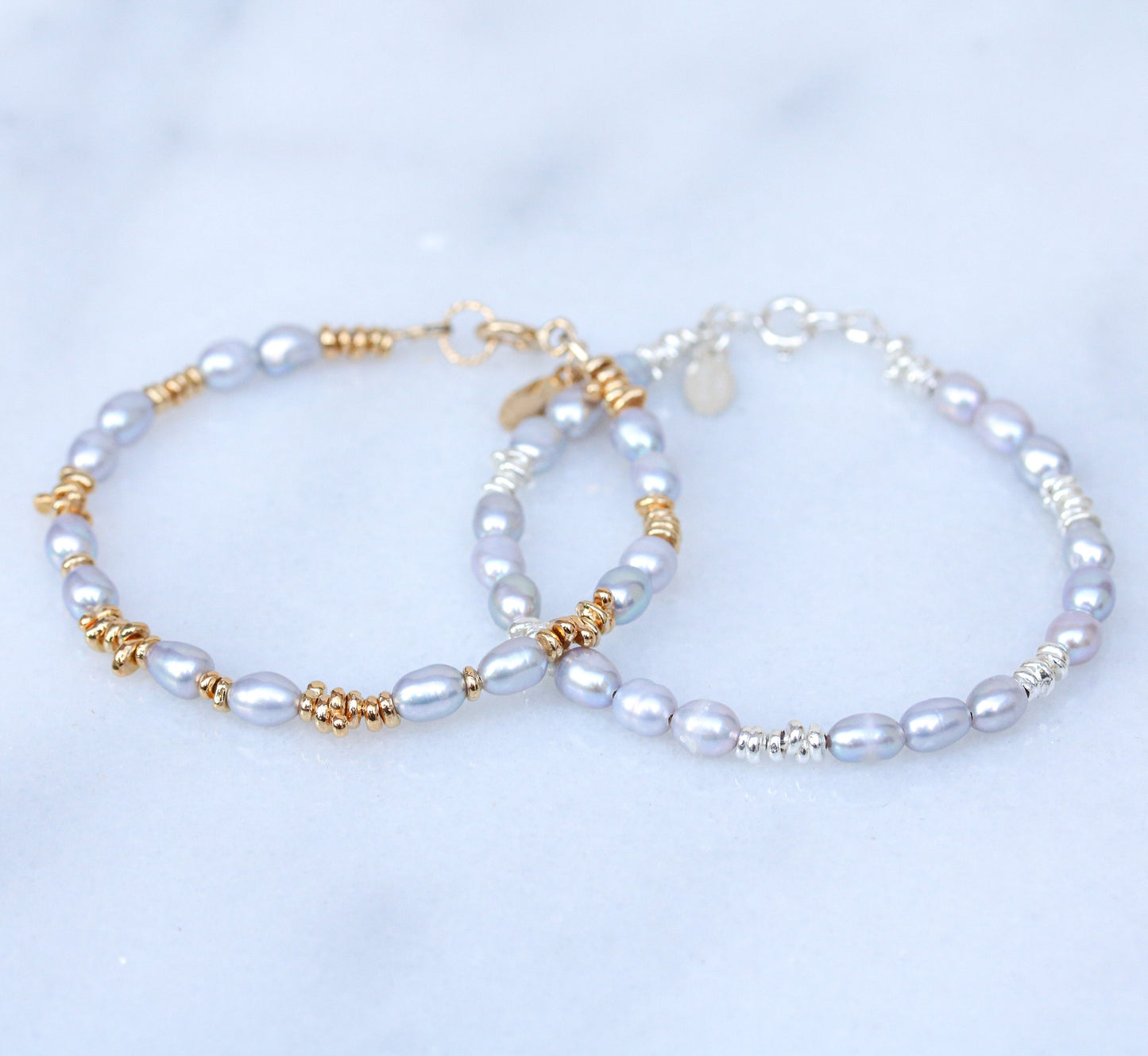 Freshwater Pearl Bracelet: Gold Vermeil Nugget Bead, June Birthstone