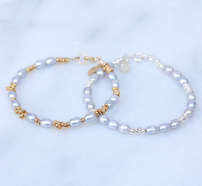 Freshwater Pearl Bracelet: Gold Vermeil Nugget Bead, June Birthstone