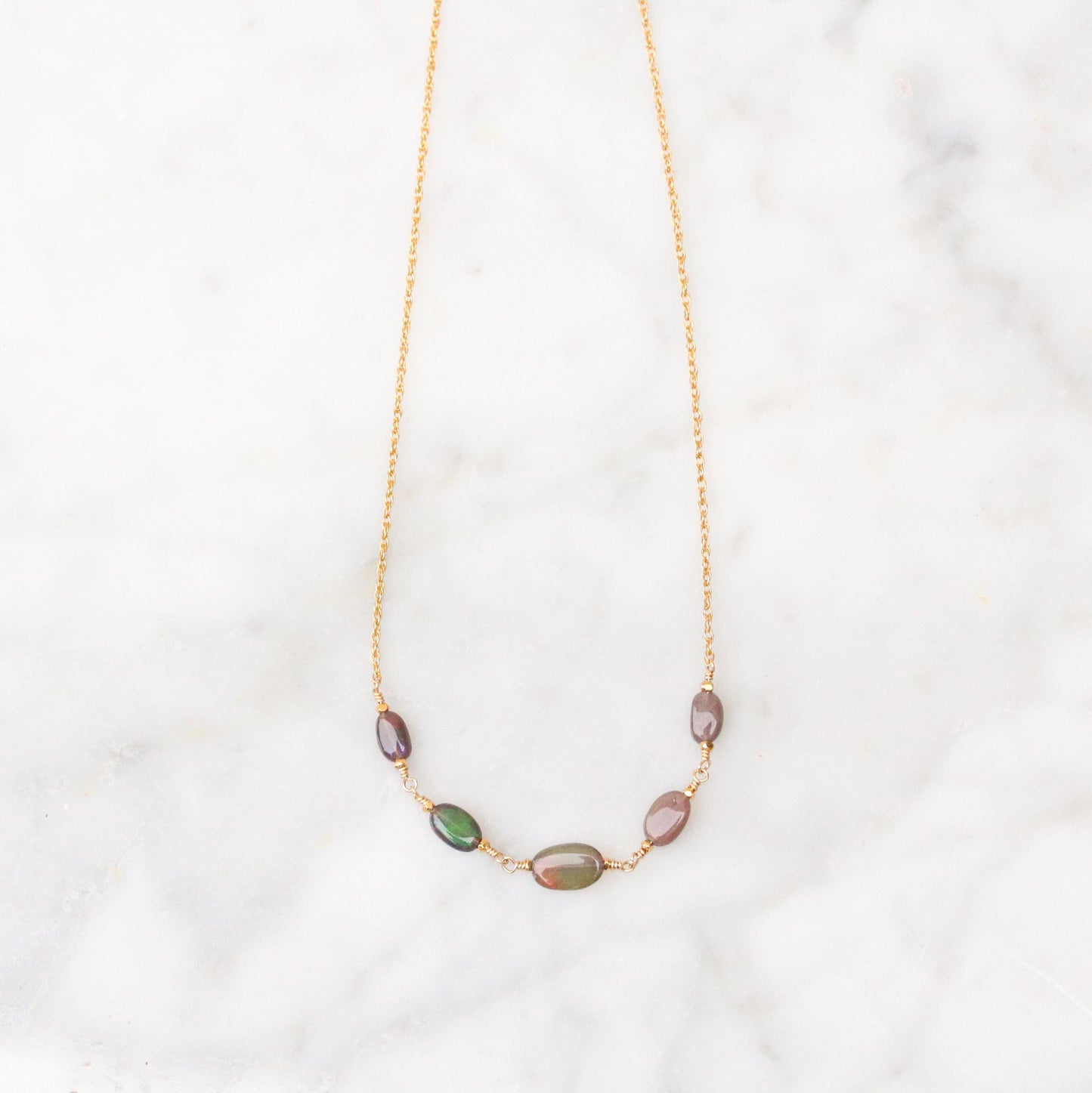 Opal Necklace: Karen Hill Tribe Gold Vermeil, October Birthstone