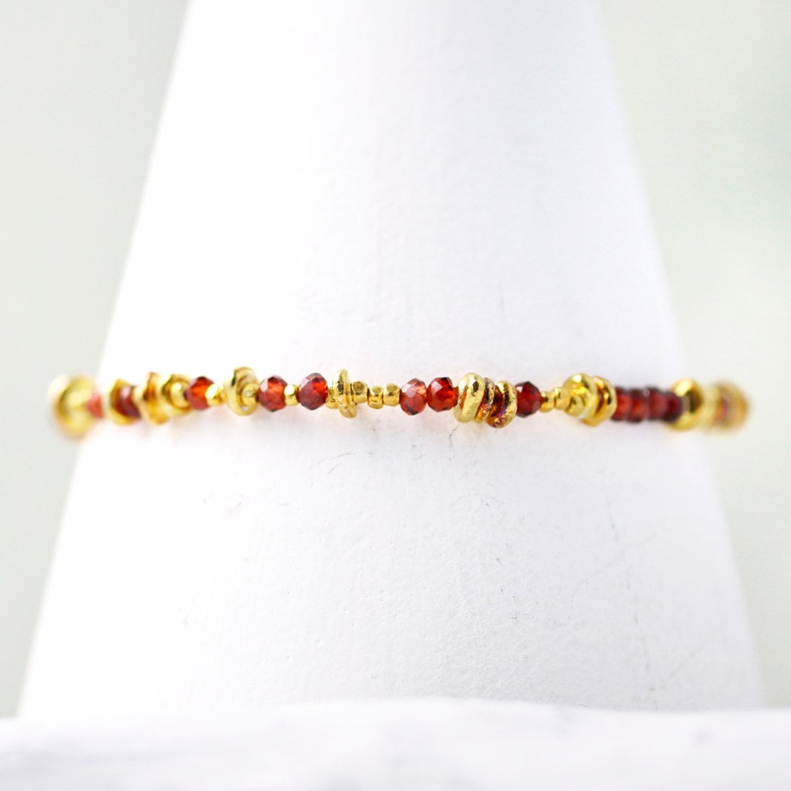 Handmade Gold Garnet Bracelet: Karen Hill Tribe Nugget Bead Jewelry