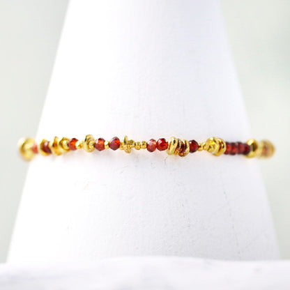 Handmade Gold Garnet Bracelet: Karen Hill Tribe Nugget Bead Jewelry