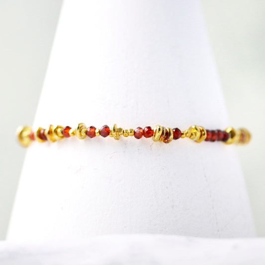 Handmade Gold Garnet Bracelet: Karen Hill Tribe Nugget Bead Jewelry