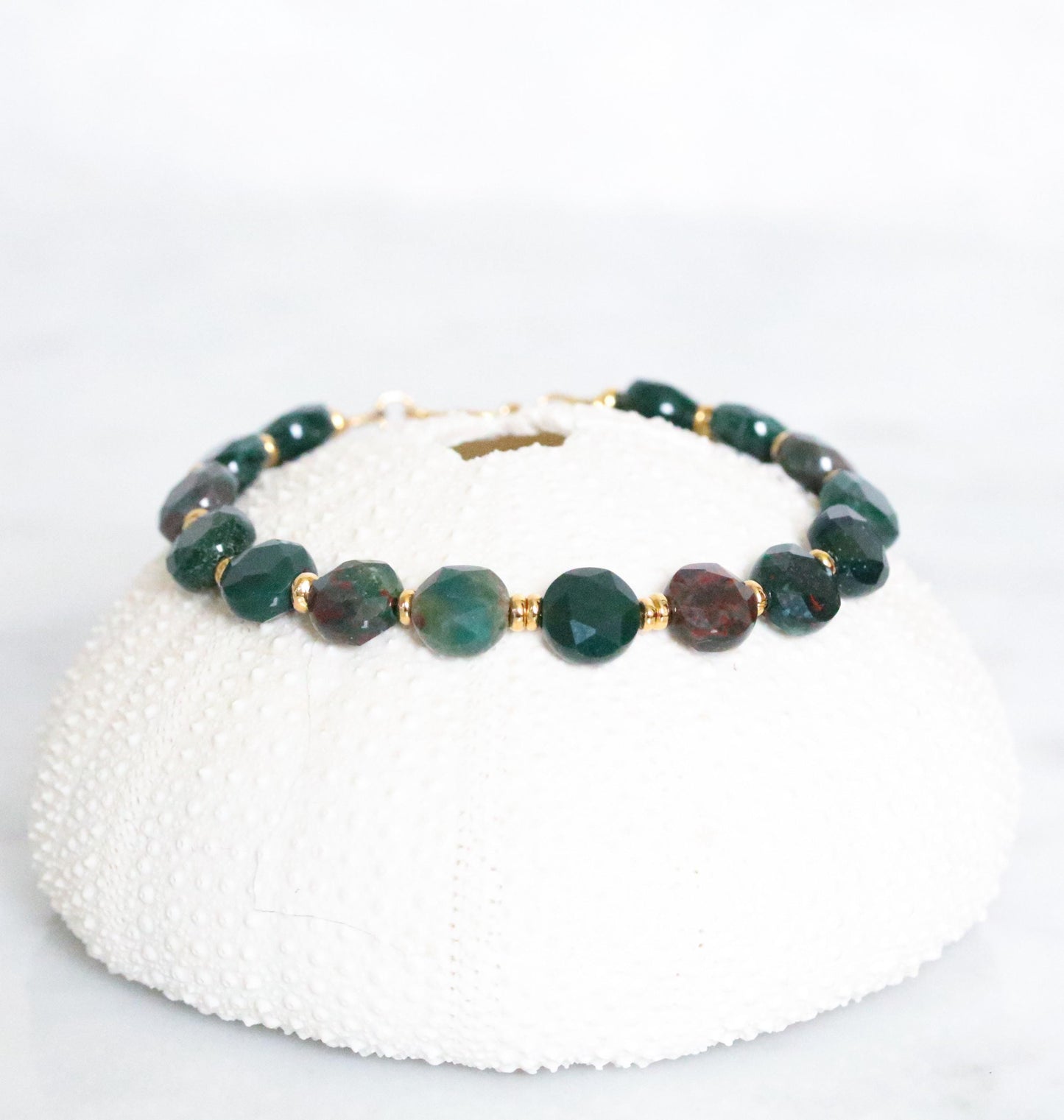 Bloodstone Bracelet: Karen Hill Tribe Gold Fill, Faceted Gemstone