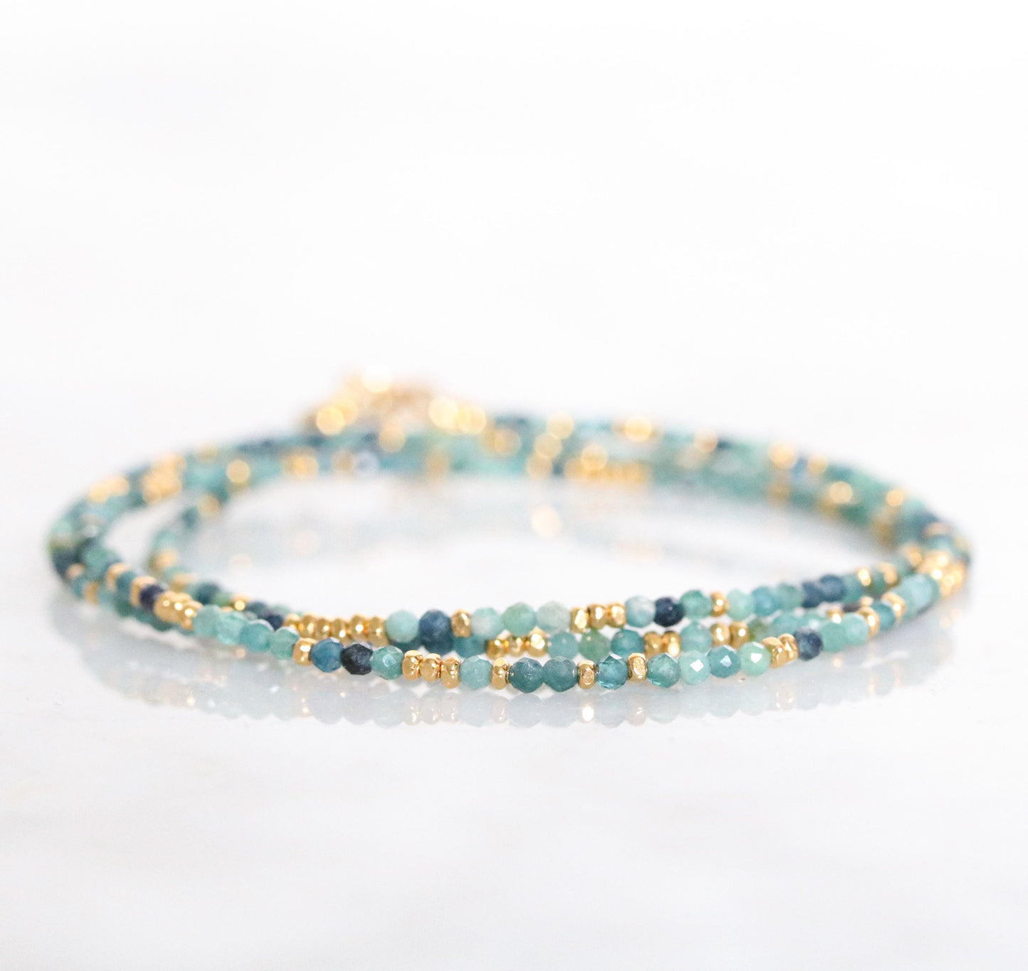 Blue Tourmaline Wrap Bracelet: Karen Hill Tribe Gold Vermeil, Handmade