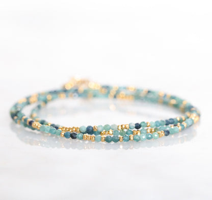 Blue Tourmaline Wrap Bracelet: Karen Hill Tribe Gold Vermeil, Handmade