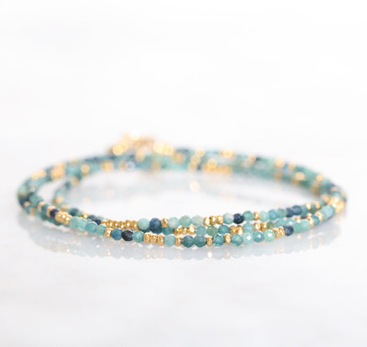 Blue Tourmaline Wrap Bracelet: Karen Hill Tribe Gold Vermeil, Handmade