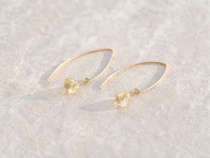 Handmade Faceted Citrine Drop Modern Earwire 14ct Gold Fill Earrings November Birthstone Gift Idea