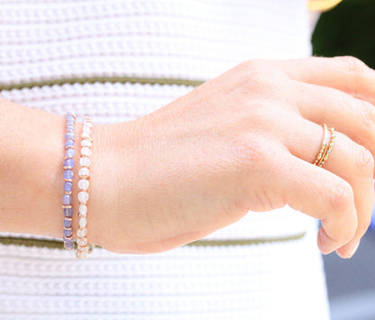 Faceted Moonstone Bracelet: Rose Gold Fill, Karen Hill Tribe Silver