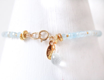 Aquamarine Bracelet: Karen Hill Tribe Gold Vermeil Nugget Beads
