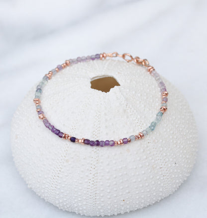 Faceted Fluorite Bracelet: Rose Gold Karen Hill Tribe Beads