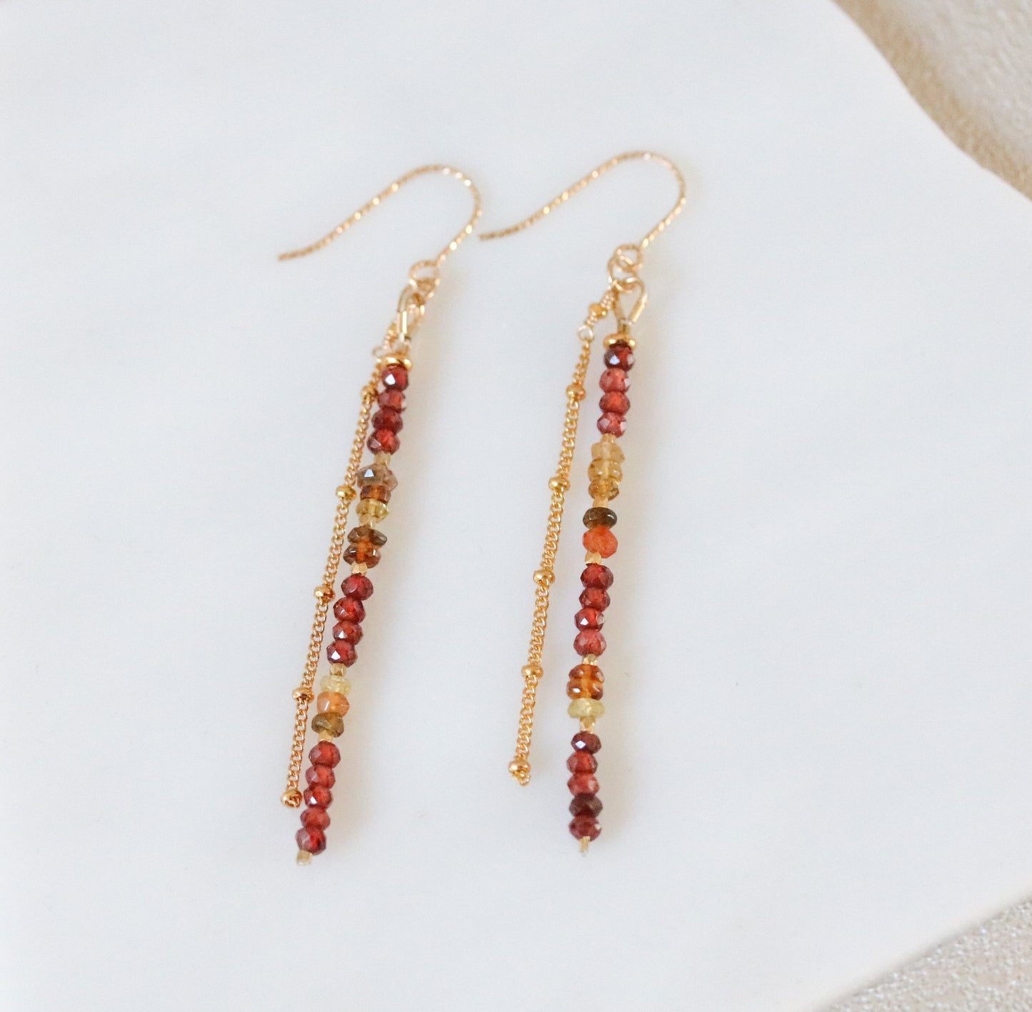 Garnet and Tourmaline Drop Earrings: Gold Vermeil Karen Hill Tribe Beads