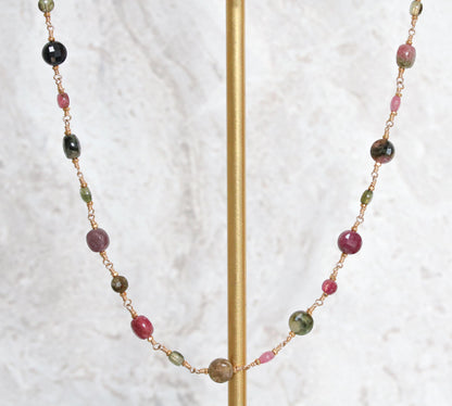 Faceted Tourmaline Coin Necklace: 14k Gold Fill, October Birthstone