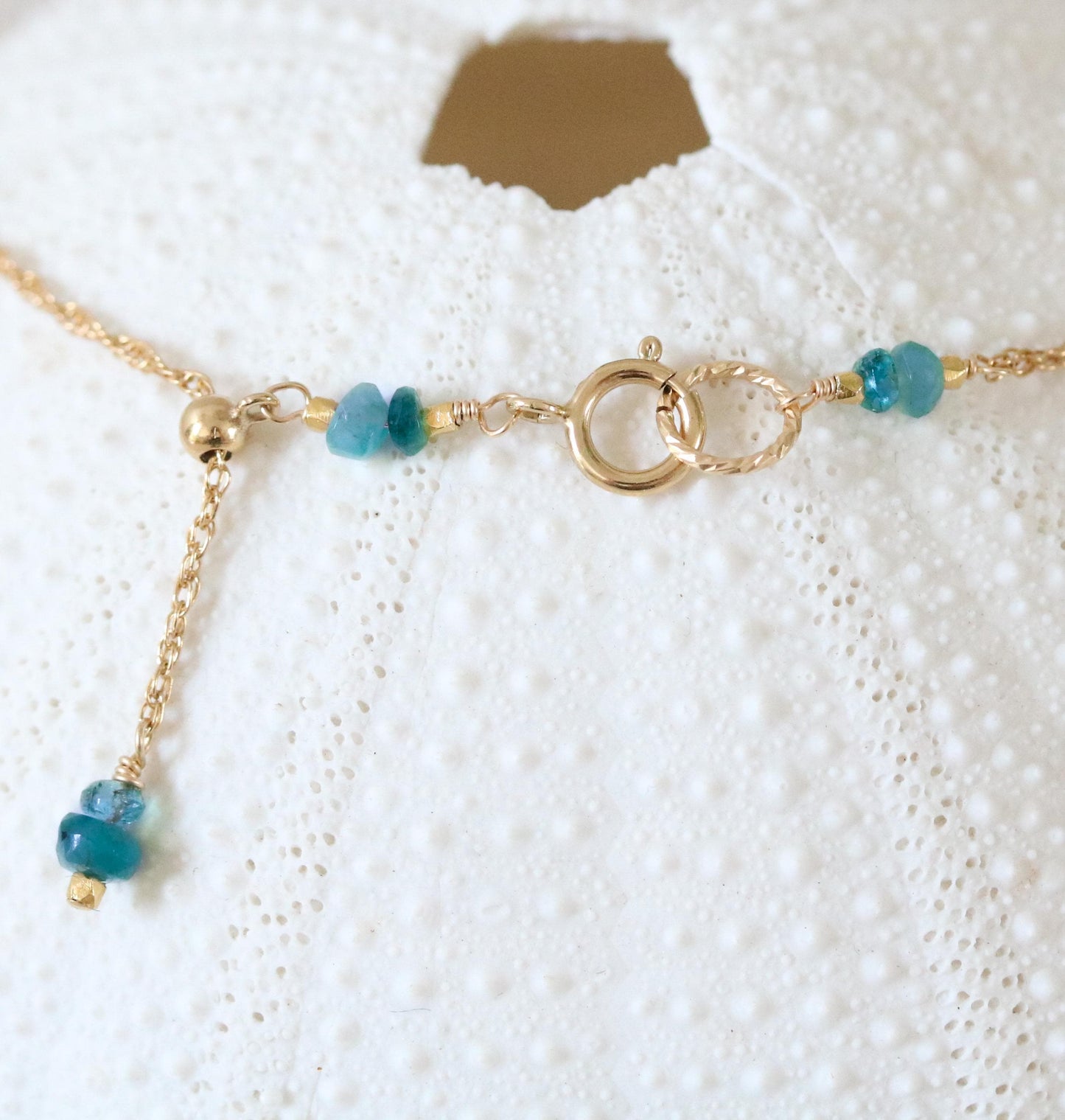 Gold Filled Agate Pendant Necklace: Adjustable Gemstone Slider