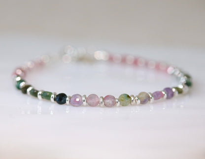 Watermelon Tourmaline Bracelet: Karen Hill Tribe Silver, October Birthstone