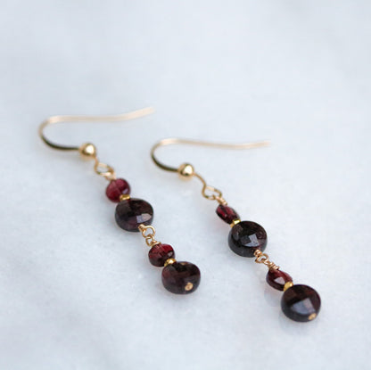 Garnet Dangle Earrings: Gold Vermeil Karen Hill Tribe Beads, January Birthstone