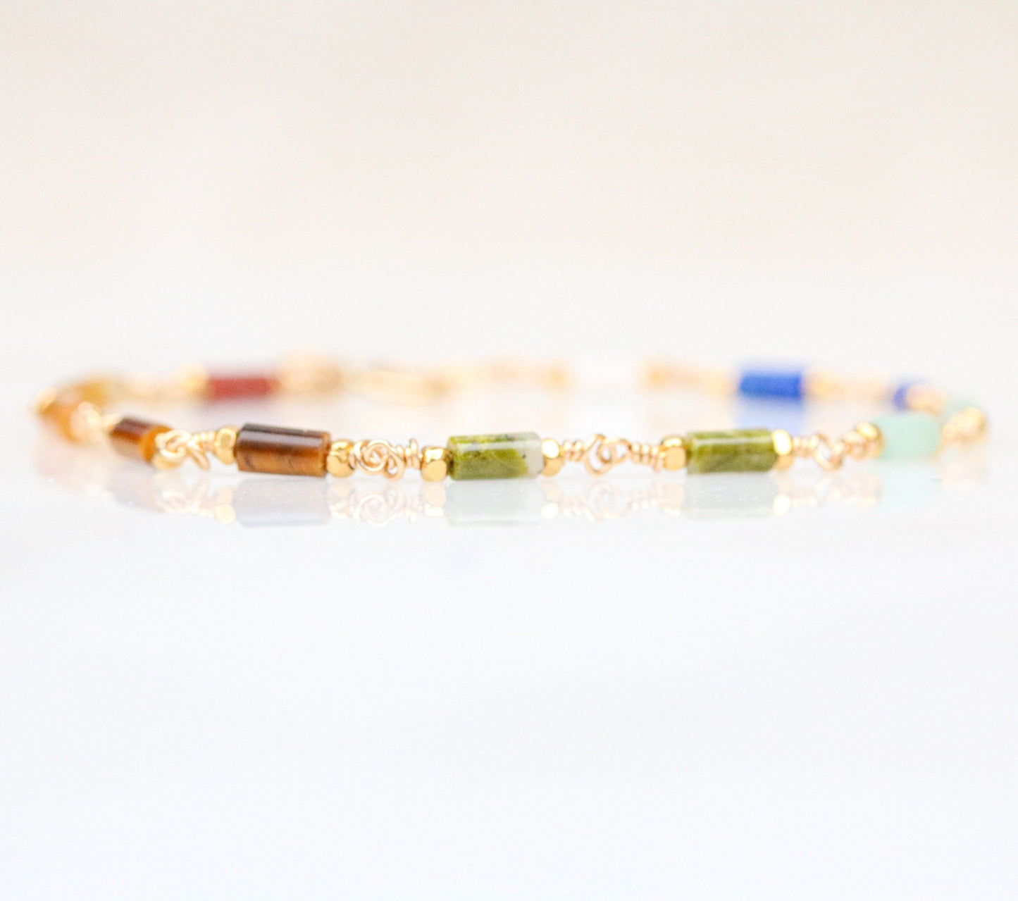 7 Chakra Gemstone Gold Fill Bracelet: Karen Hill Tribe Beads