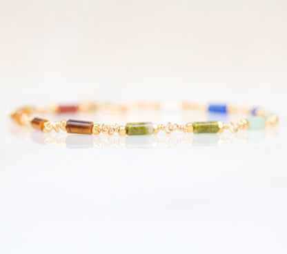 7 Chakra Gemstone Gold Fill Bracelet: Karen Hill Tribe Beads