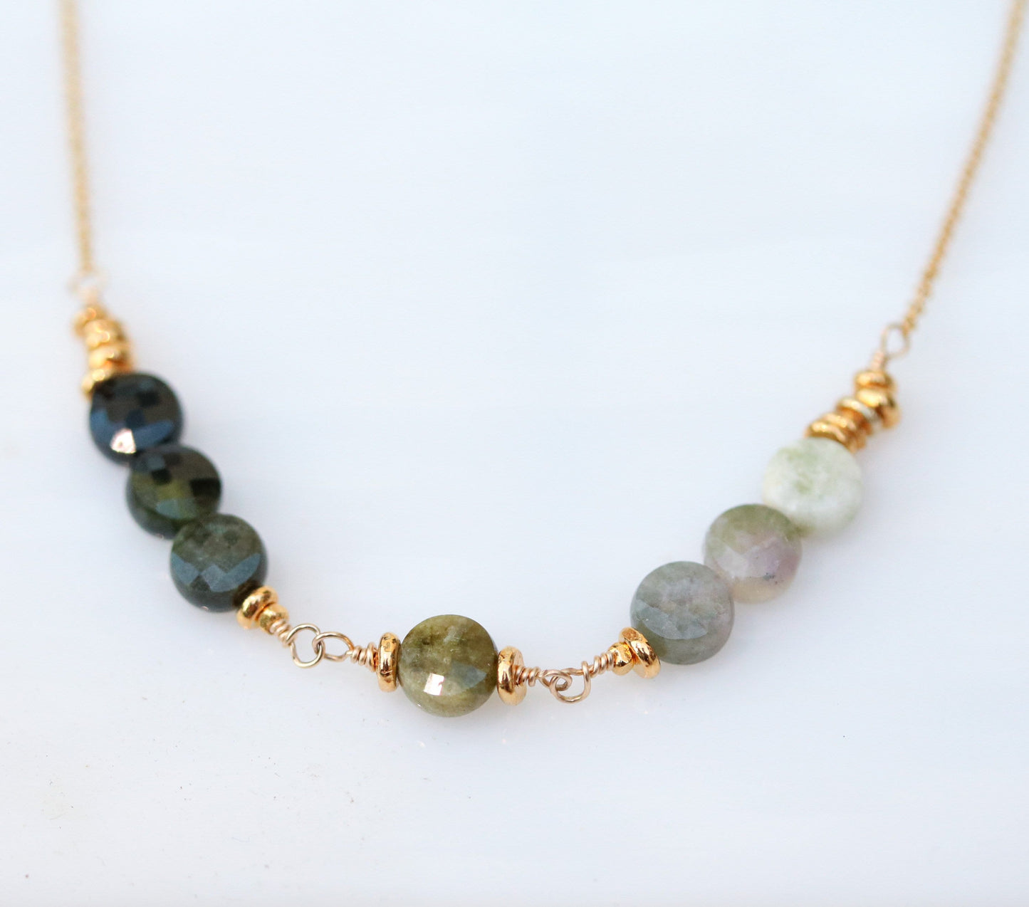 Ombré Tourmaline Necklace: Gold Karen Hill Tribe Gemstone, October Birthstone