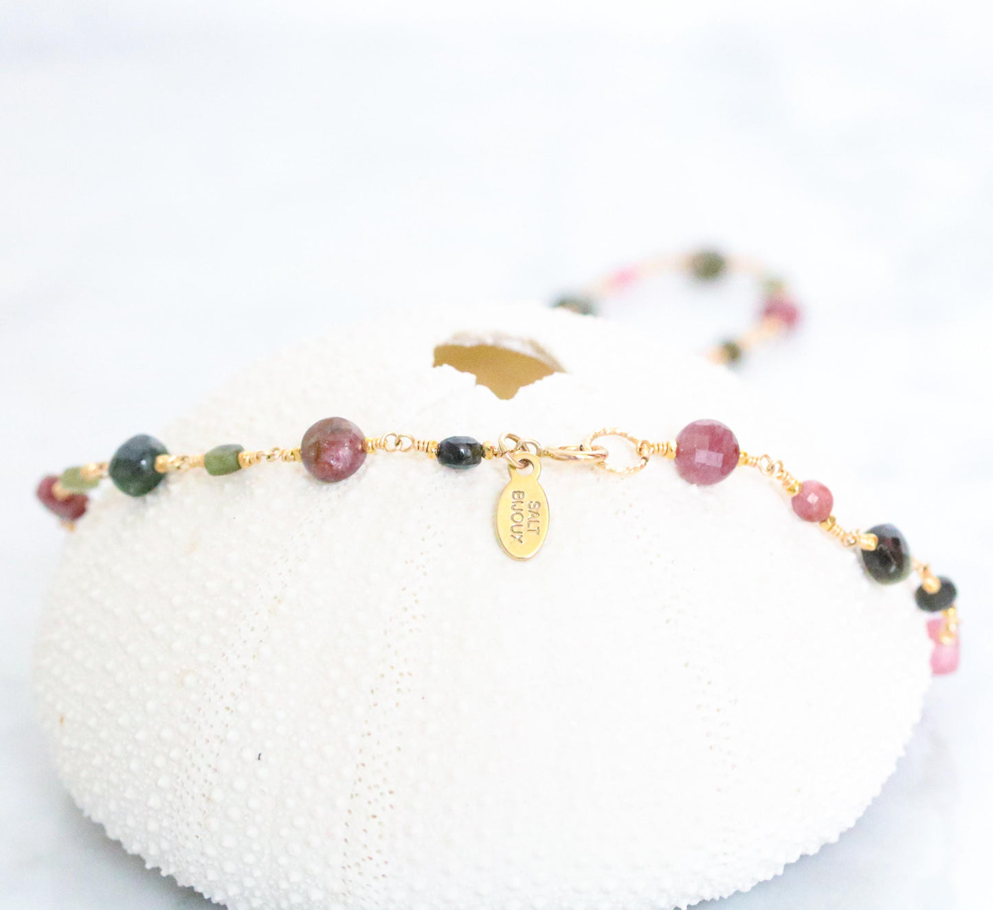Faceted Tourmaline Coin Necklace: 14k Gold Fill, October Birthstone