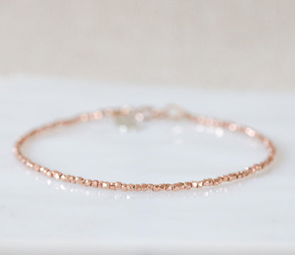 Rose Gold Vermeil Nugget Bead Bracelet: Karen Hill Tribe Stacking Jewelry