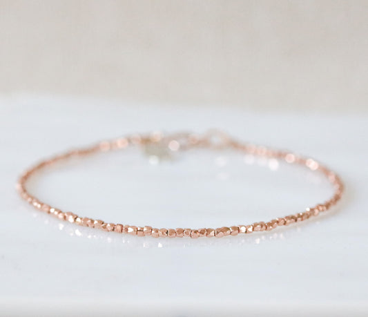 Rose Gold Vermeil Nugget Bead Bracelet: Karen Hill Tribe Stacking Jewelry
