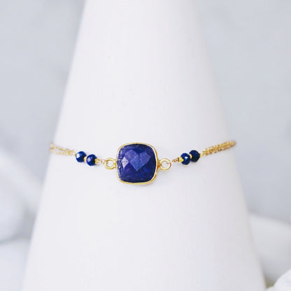 Handmade Lapis Lazuli Gold Layered Bracelet - September Birthstone