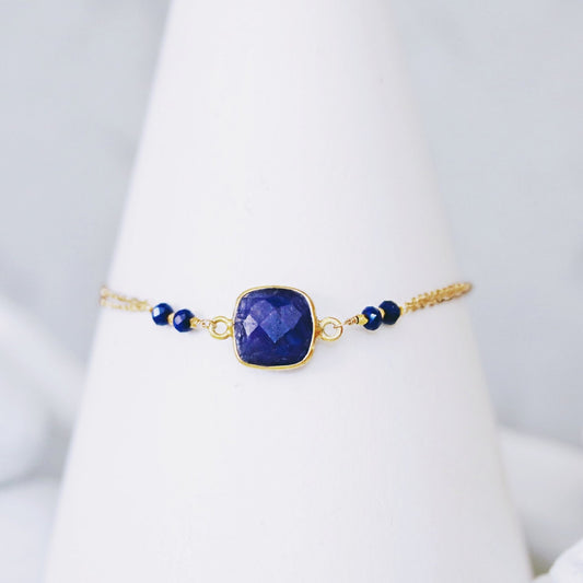 Handmade Lapis Lazuli Gold Layered Bracelet - September Birthstone