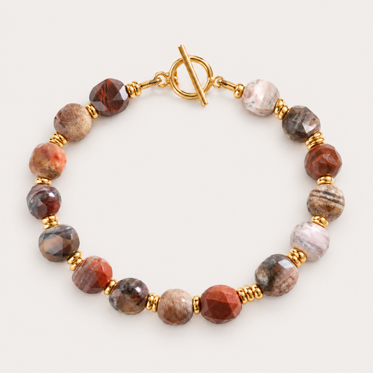 Fossilized Wood Gold Bracelet