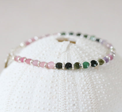 Watermelon Tourmaline Bracelet: Karen Hill Tribe Silver, October Birthstone